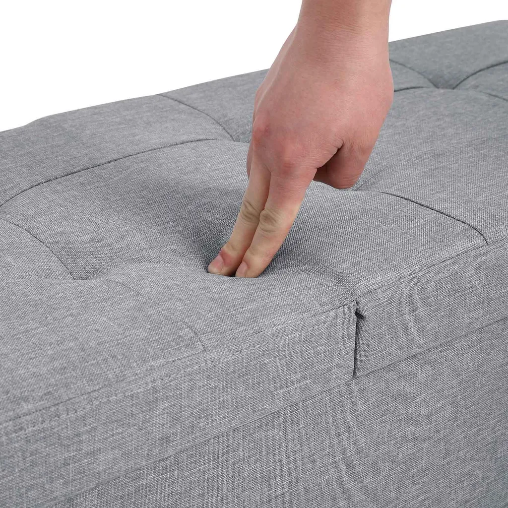 Banc avec couvercle rabattable 110 cm gris clair - Modèle LUNA-S110