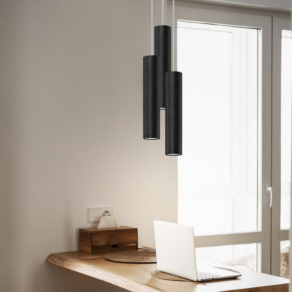 Pendelleuchte, skandinavisch, Stahl, schwarz, H 110cm