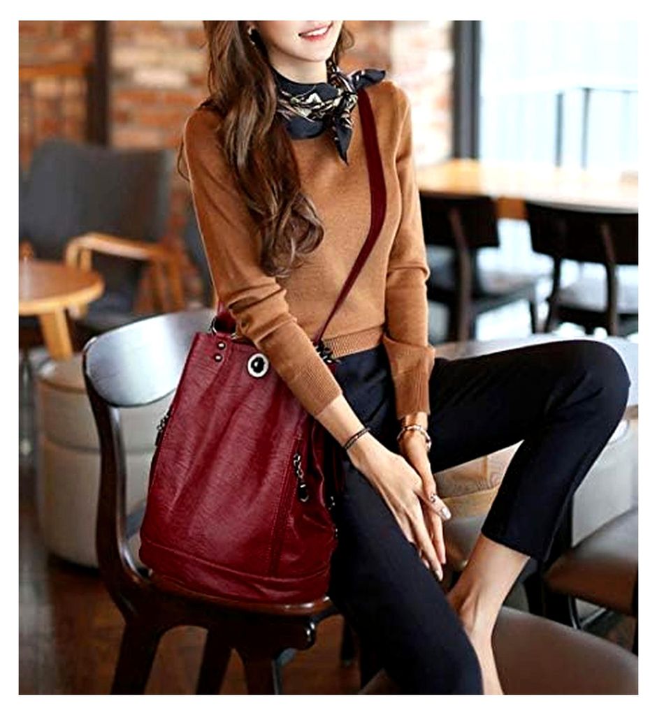 Damen Rucksack Taschen Frauen Elegant Tasche Stadtrucksack Rucksackhandtasche Vintage Kunstleder 5255 1-teilig Set