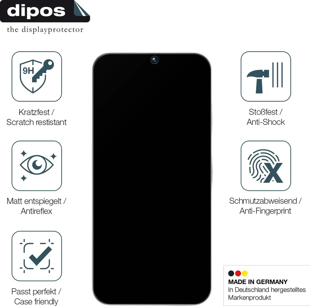 Dipos Pellicola Protettiva Opaca Per IPhone SE (2020) - Vetro Flessibile 9H Anti-Riflesso (2 Pezzi) Made In Germany