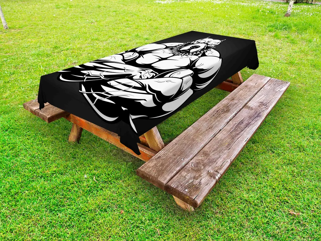Tovaglia Design Pitbull Bodybuilder 145x265 cm ABAKUHAUS Outdoor Grigia