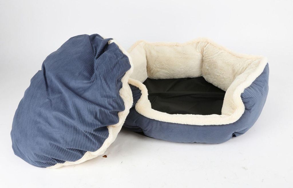 Hundebett Cord/Plüsch Ø 65 cm – gemütliches rundes Haustierbett für kleine und mittelgroße Hunde, weich gepolstert, rutschfest und ideal als...