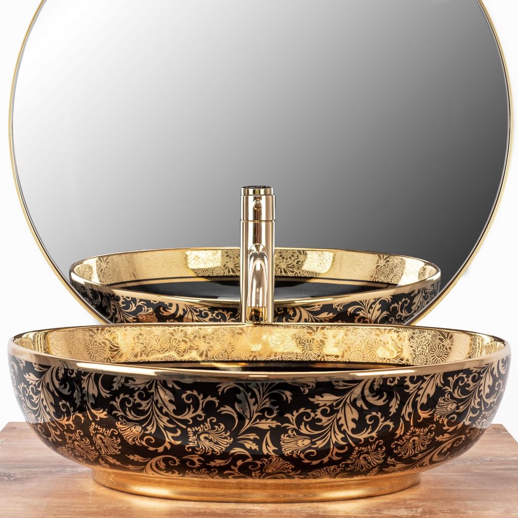 Rea Aufsatzwaschbecken Margot Oval Black Gold Produktbild 