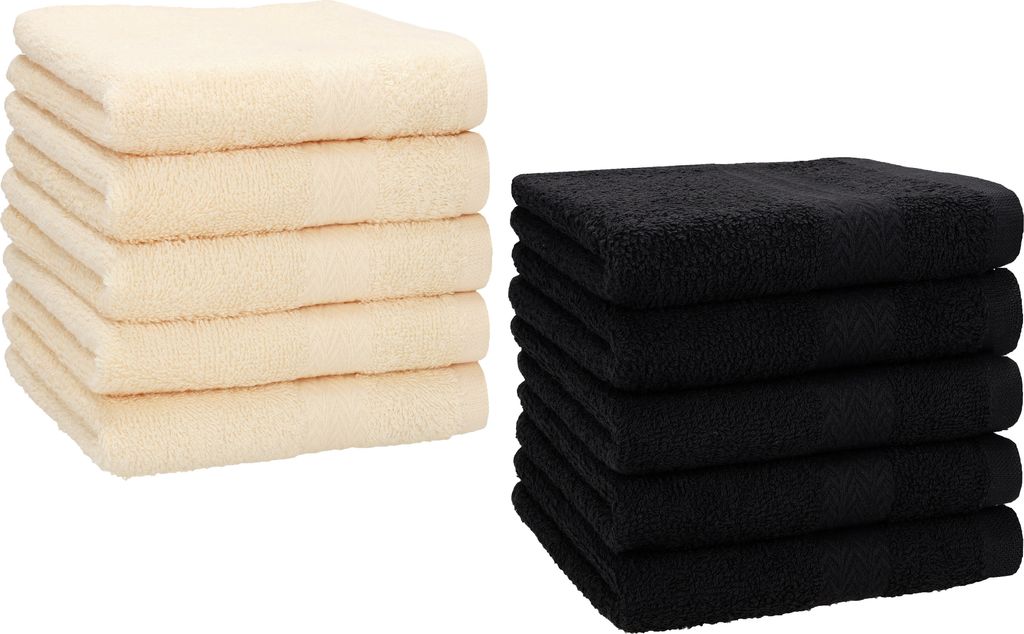 Betz 10 Stück Seiftücher 30x30 cm PREMIUM 100% Baumwolle Farbe: beige und schwarz