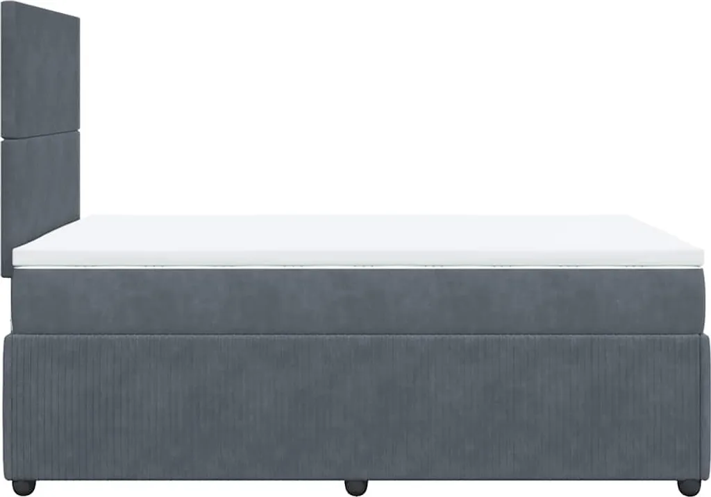 Lit boxspring velours gris foncé 120x190 cm avec matelas ergonomique