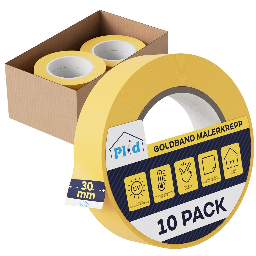 Plid® Goldband Malerkrepp (30mm x 50m, 10 Rollen) - Produktbild 
