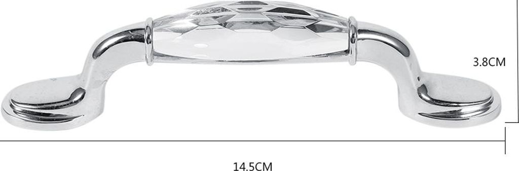Glastürgriffe, Küchenschrankknöpfe, Schubladengriffe, Lochabstand 96 mm, kristallklar