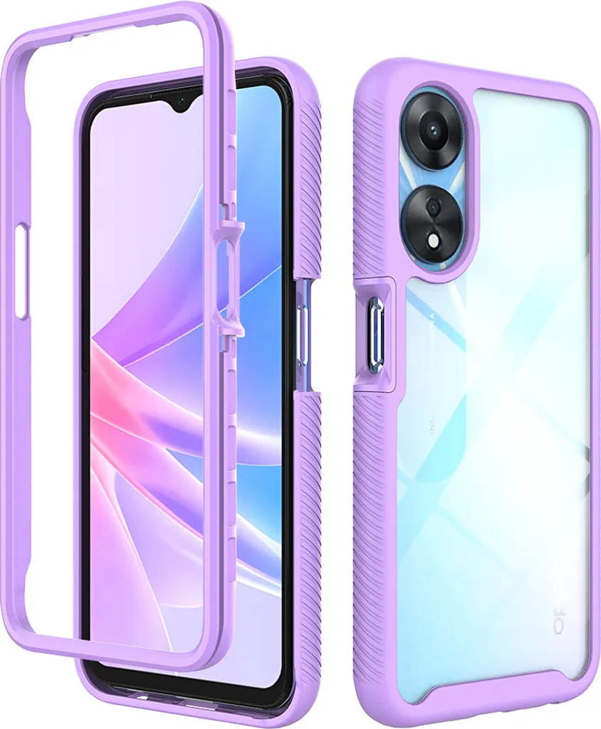 Cover OPPO A78 5G Antiurto - Custodia TPU Trasparente Viola Hybrid
