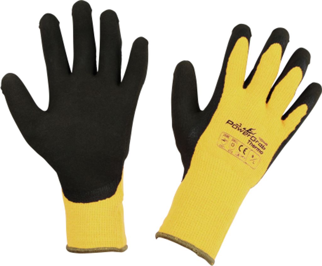 Kerbl PowerGrab Thermo Gr. 7/S gelb Strickhs. Latex m. Acrylfutter