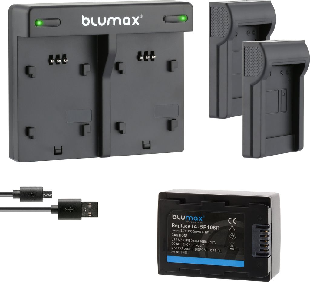 1x Akku + Lader für Samsung BP-105R SMX-F50 SMX-F70 1100 mAh (3,7V)