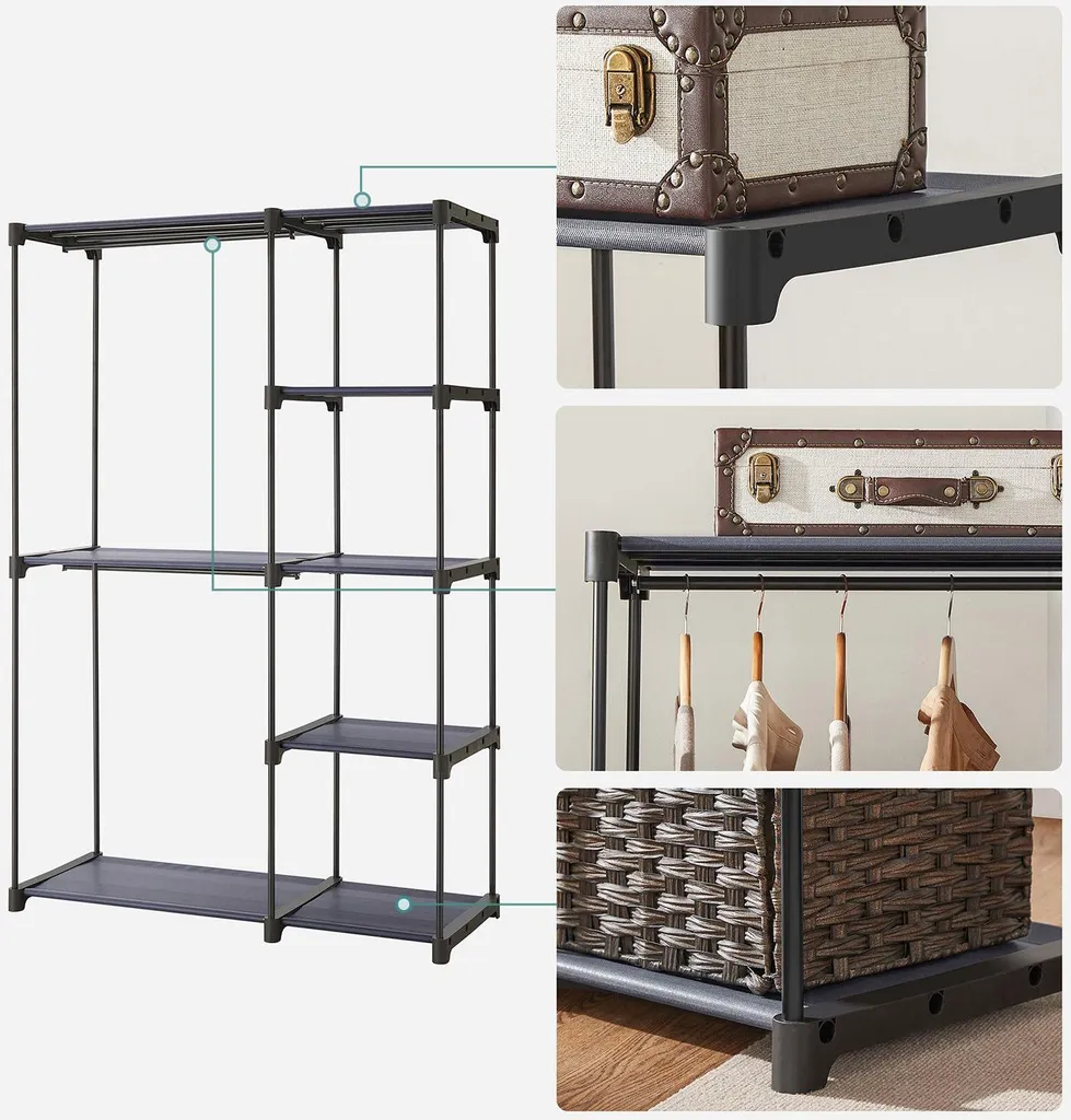 Armoire ouverte avec étagère verticale indépendante bois et métal 180cm