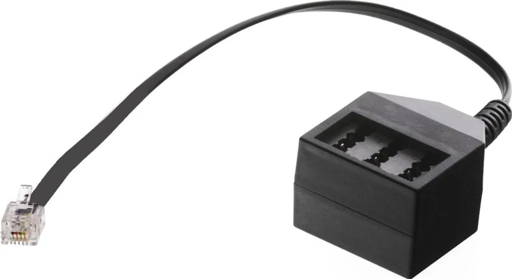 Adaptateur Helos 6P4C mâle vers TAE NFN triple prise noir pour téléphone
