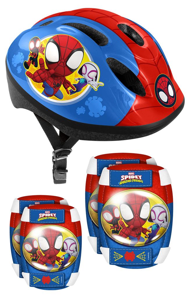 Spidey 5 pezzi protezione pattini rosso/blu taglia S Immagine del prodotto 