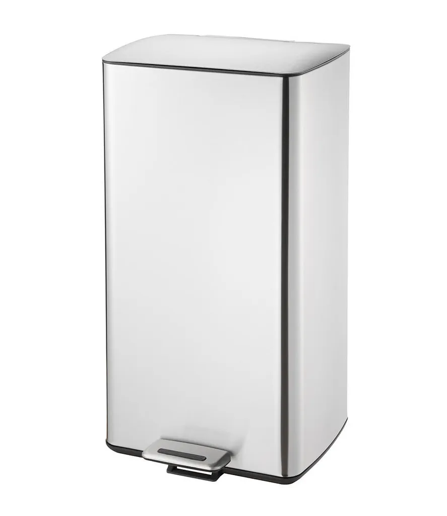 Corbeille 30L carrée inox anti-traces avec système d'insert PH
