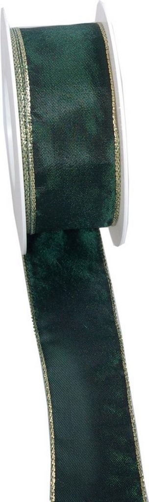 Taftband mit Polyesterkante - dunkelgrün-gold - 40mm - 25m - 3331-40-25-659