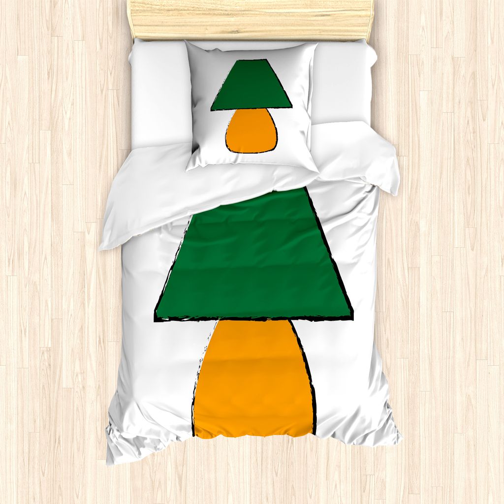 ABAKUHAUS Grüne und orange Bettbezug Set für Einzelbetten, Schreibtisch Möbel, Milbensicher Allergiker geeignet mit Kissenbezug, 135 cm x 200 cm...