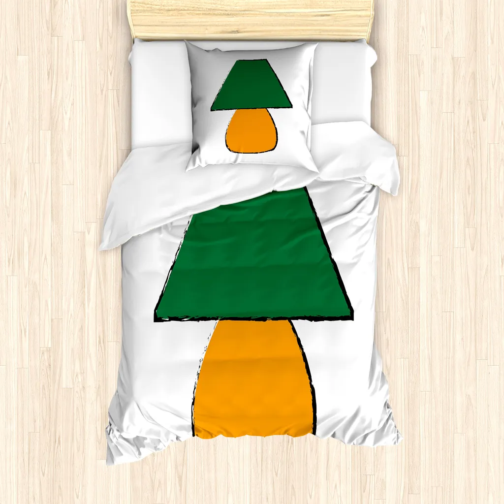 ABAKUHAUS Set copripiumino verde e arancione per letti singoli, mobili da scrivania, antiacaro, adatto a chi soffre di allergie, con federa, 135 cm x 200 cm - 80 x 80 cm, bosco, verde, arancione