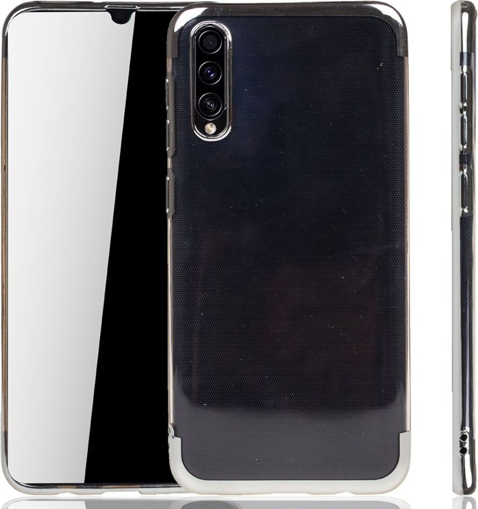 Handyhülle für Samsung Galaxy A30s Silber - Clear - TPU Silikon Case Backcover Schutzhülle in Transparent Silber