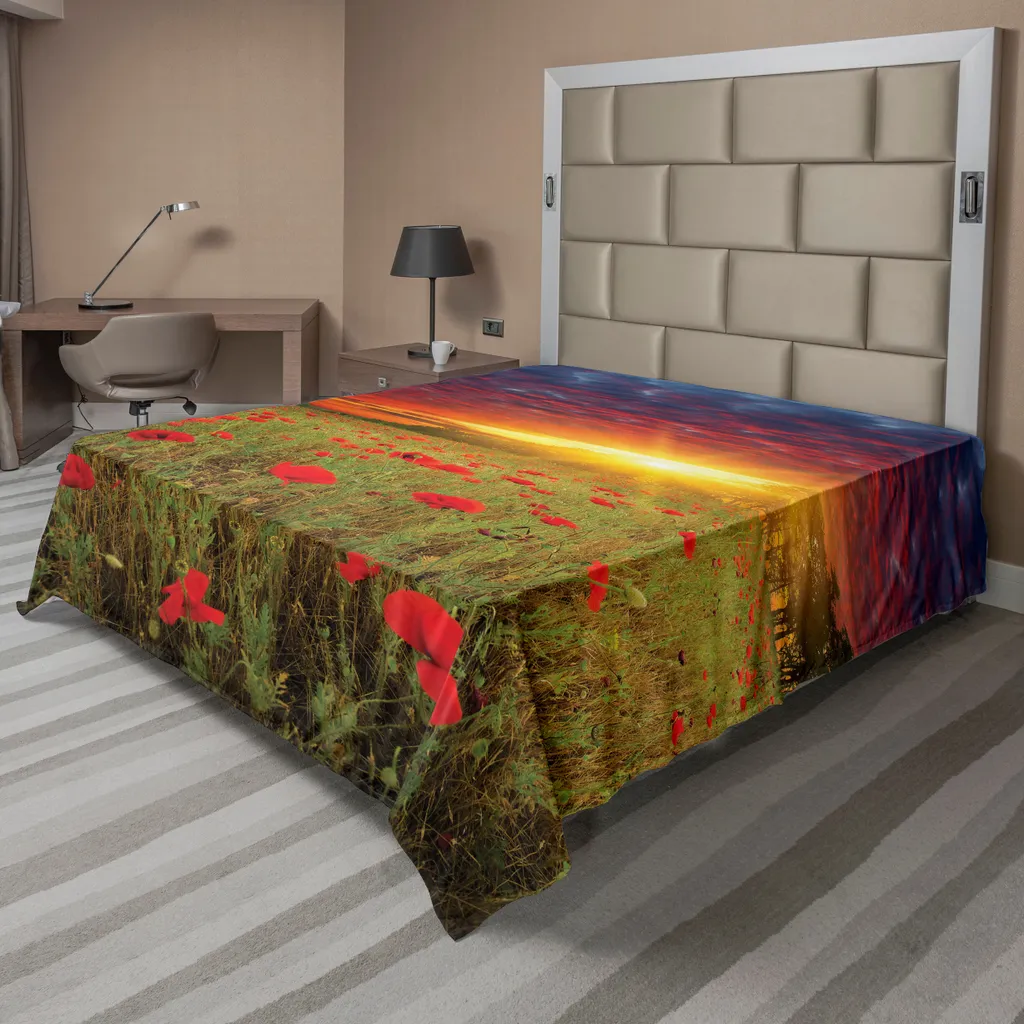 Drap plat ABAKUHAUS motif fleurs de prairie et coquelicots 266x260 cm