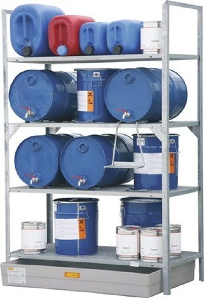 Fassregal Cemo 540 mit Fassauflage und GFK-Auffwangwanne Produktbild 