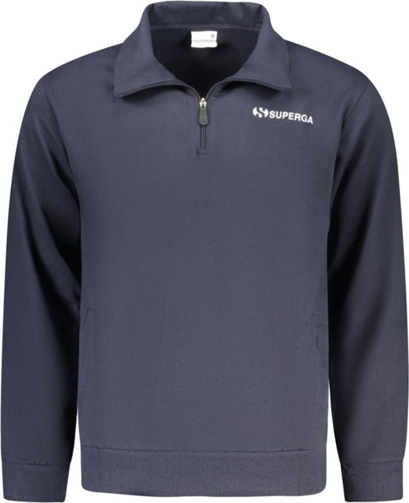 Blauer Herren-Pullover mit Taschen und halbem Reißverschluss