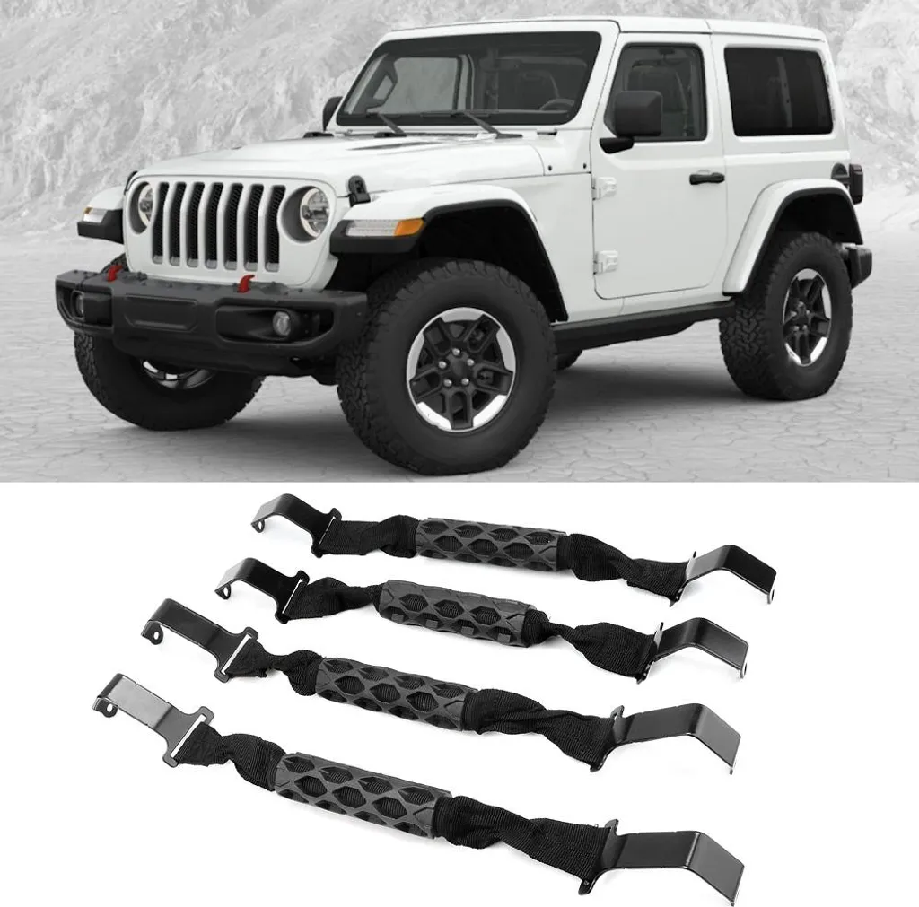 Poignées de Maintien en Aluminium Noir pour Jeep Wrangler JL 4 Pièces