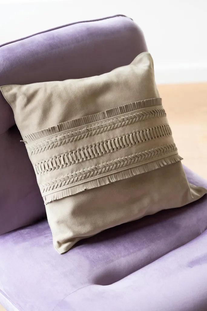 J-Line Coussin Bord Carré en Cuir Gris Clair - Décoration Haut de Gamme - 6