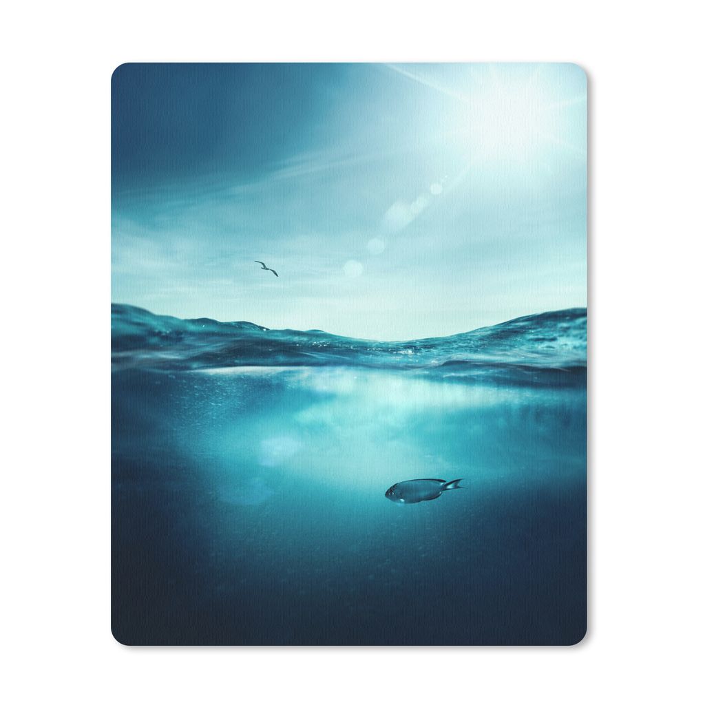 MuchoWow Mauspad Mousepad Meer - Fisch - Blau 30x40 cm - Mousepads - Maus Mat - Pad - Mausunterlage - Mausmatten