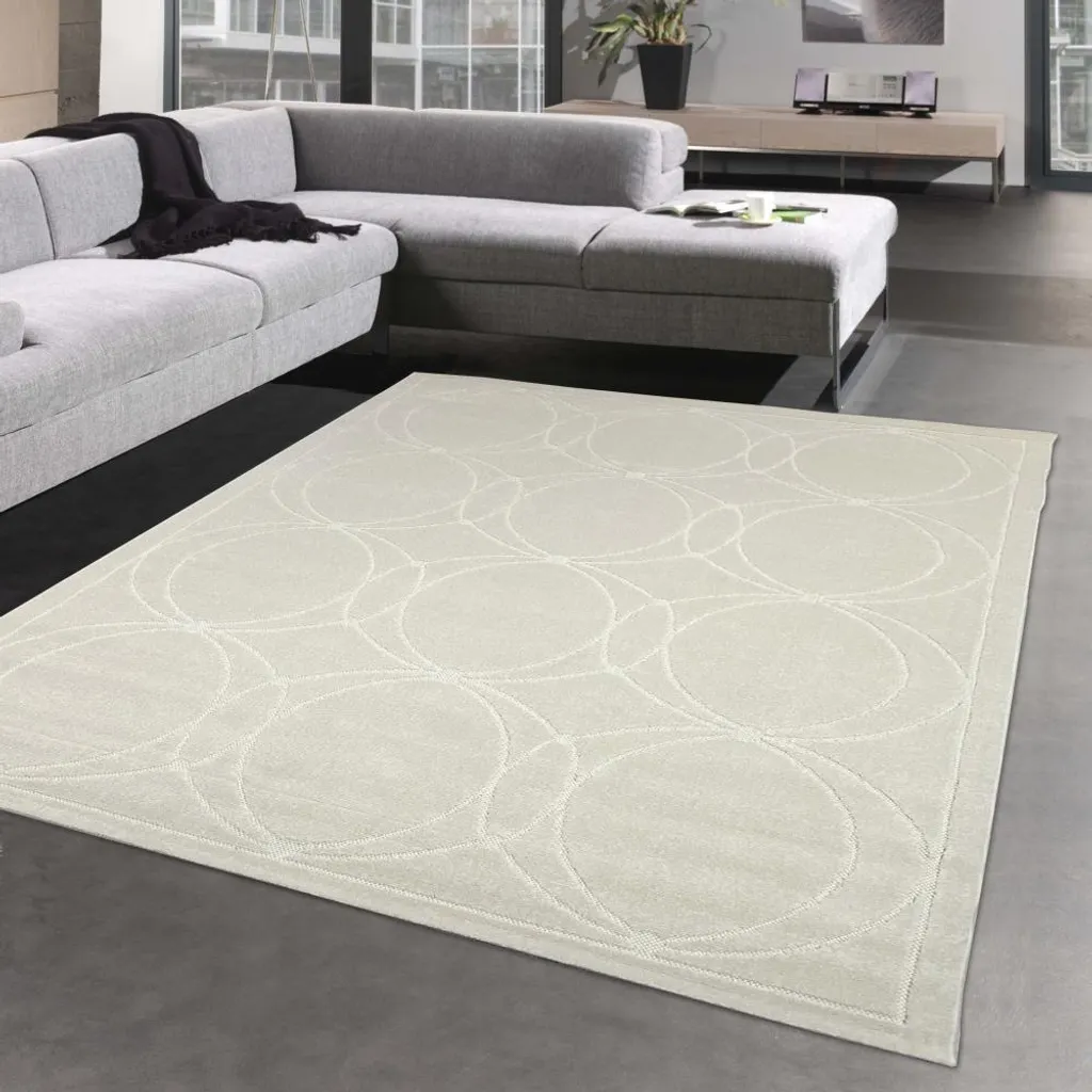 Tapis de salon et terrasse style oriental crème - Format 120x170cm