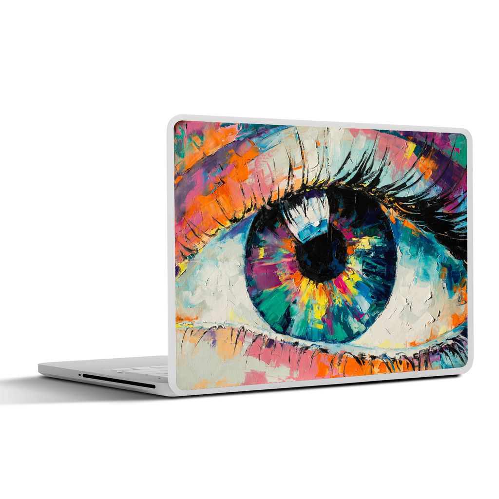 MuchoWow Laptop Aufkleber Sticker Cover Malerei - Ölfarbe - Auge - Farben 30x21 cm - Sticker für Laptop - Selbstklebend