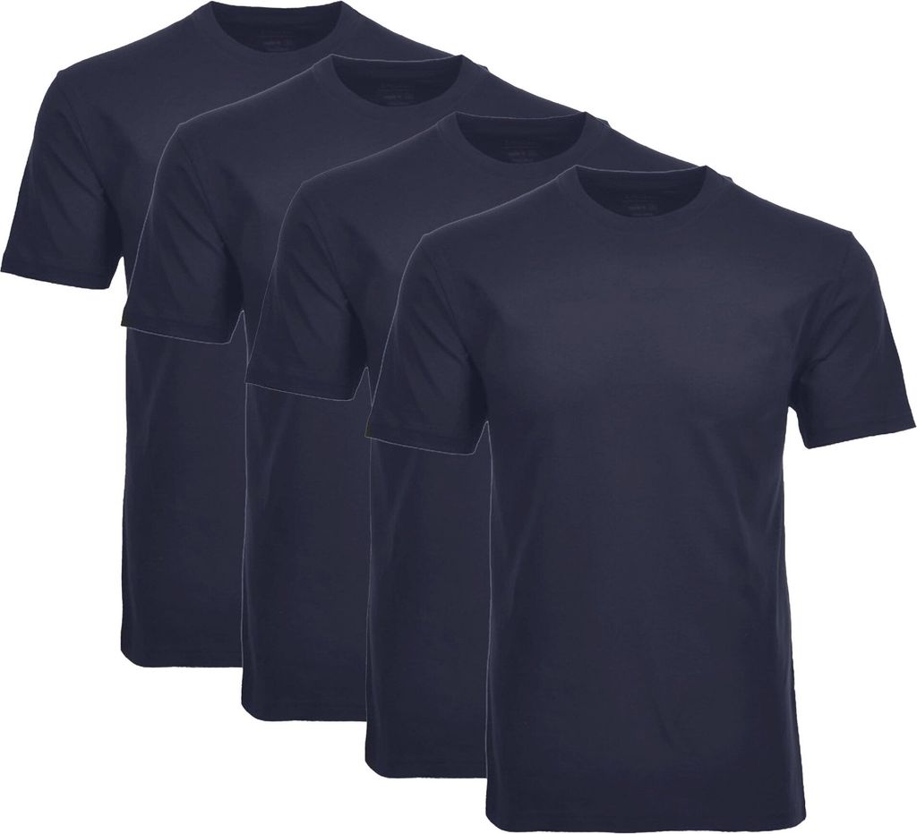 RAGMAN Herren T-Shirt 4er Pack - 1/2 Arm, Unterhemd, Rundhals Dunkelblau 5XL
