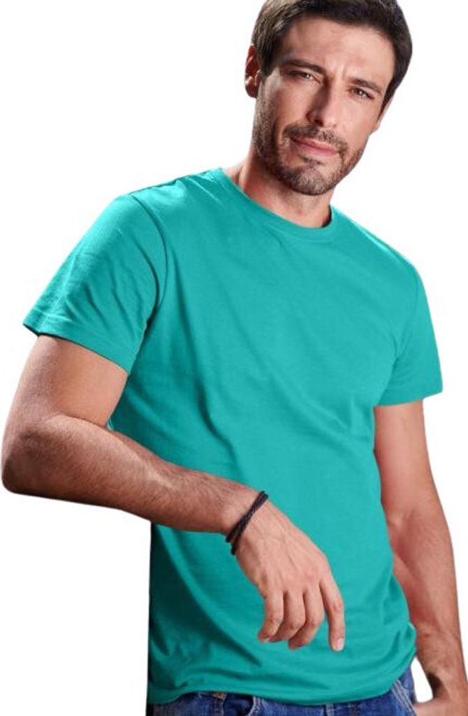 Herren-Baumwoll-T-Shirt, einfarbig, 100% Baumwolle, 160 g/m2, Farbe smaragdgrün, Größe XS