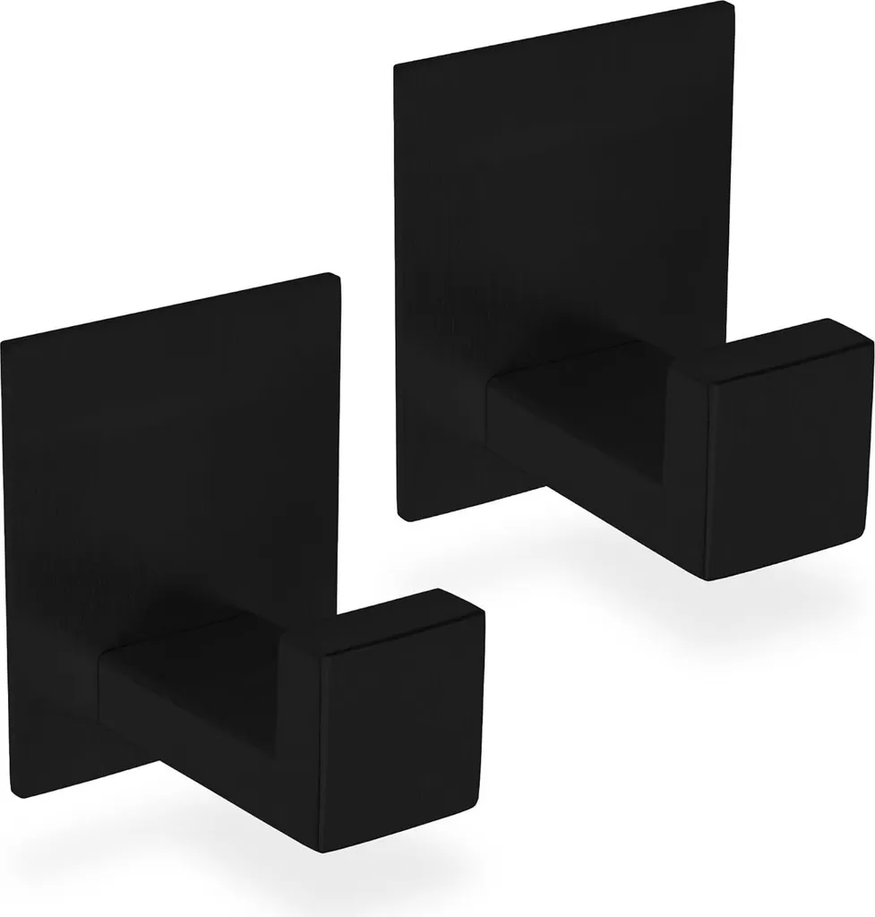 Crochets muraux autocollants en acier inoxydable noir mat Set de 2