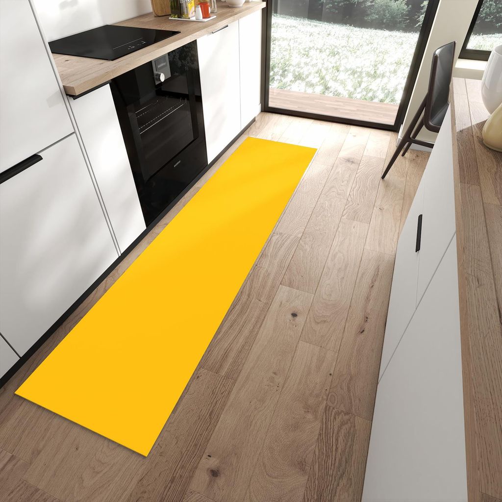 Küchenteppich 60x240cm rutschfest & abwischbar PVC Läufer - Oranger Hintergrund I