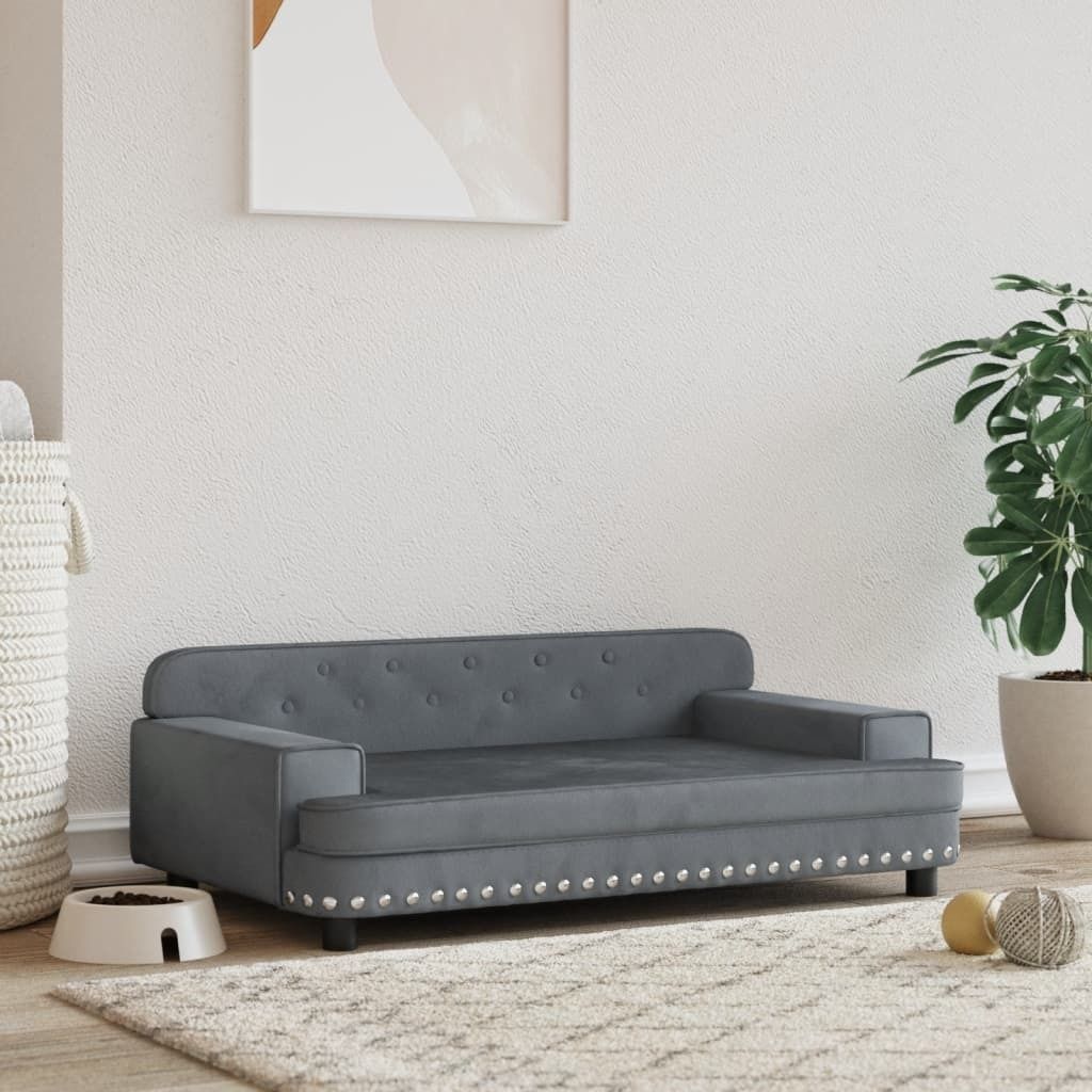 Langlebig Hundebett Dunkelgrau 90x53x30 cm Samt - Hundebetten Octo4758145 1parcel
