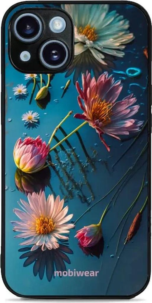 Handyhülle für iPhone 14, Mobiwear Glossy Case, Blau-Blumig