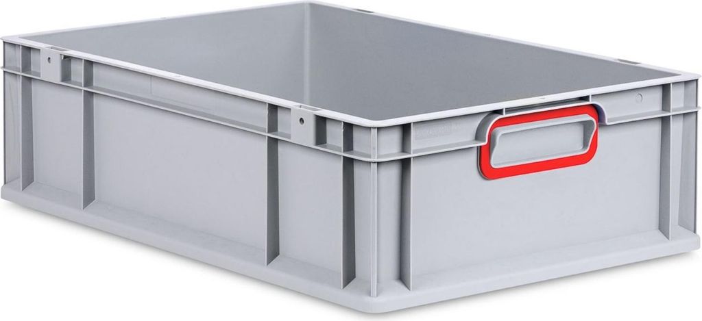 Eurobox NextGen Color | HxBxT 17x40x60cm | 34 Liter | Griffe rot geschlossen | Glatter Boden | Eurobehälter, Transportbox, Transportbehälter, Sta...