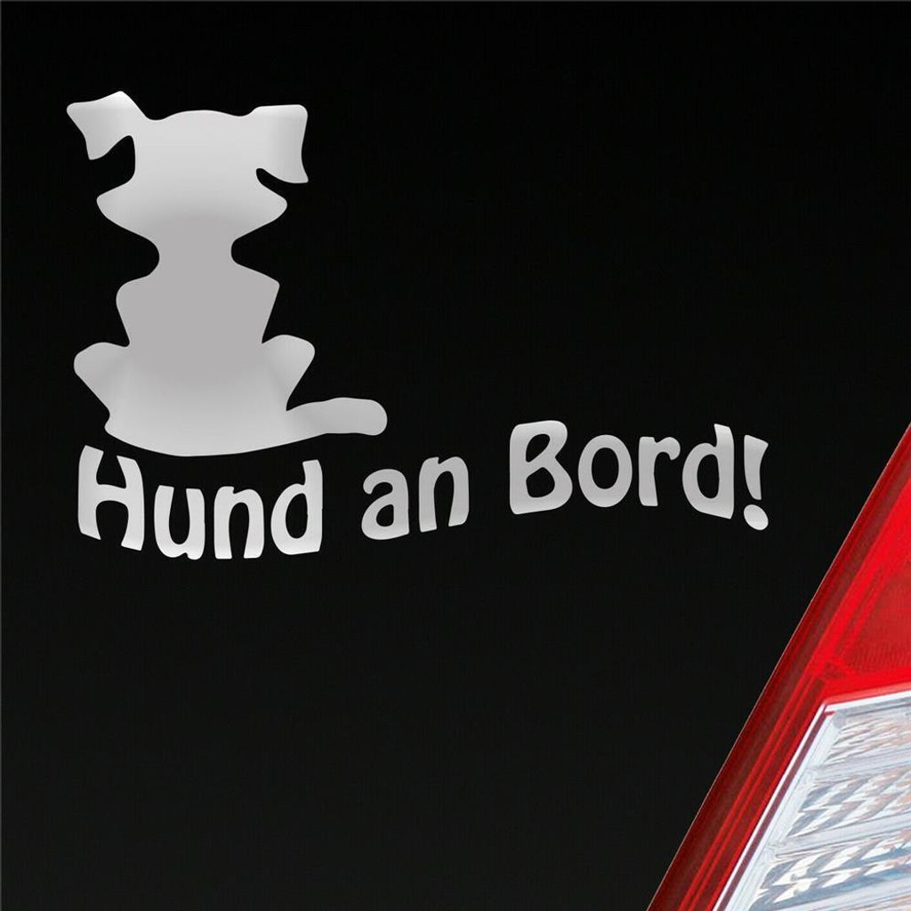 Auto Aufkleber Hund an Bord Dog Tier Tuning 15x10 cm Silber Sticker Heckscheibenaufkleber