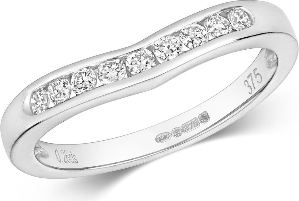 Funkelndes Feuer 9 Karat (375) Weißgold Damen - Diamant Wünschelrute Ring Brillant-Schliff 0.25 Karat H - PK1, 53 (16.9); TRS317419KWRSM