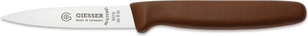 Giesser Messer Gemüsemesser Spickmesser Officemesser Klinge mittelspitz glatt - 10 cm, Braun