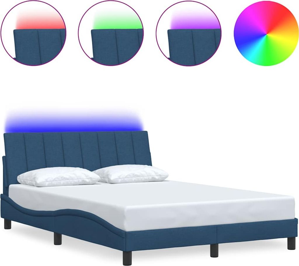 Bettgestell ohne Matratze "Hanko" Blau 140x200 cm Stoff