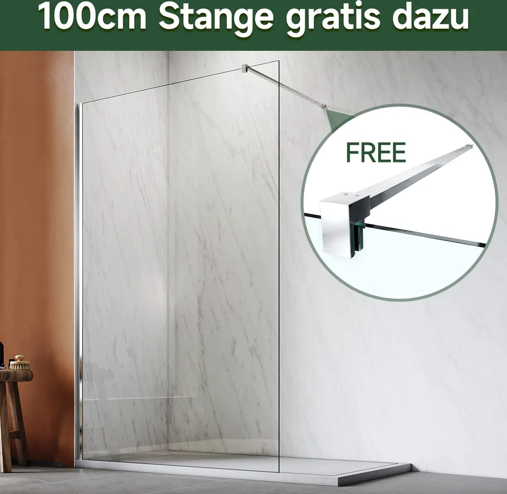 Paroi de douche Walk-in 110 cm modulable pour douche italienne moderne
