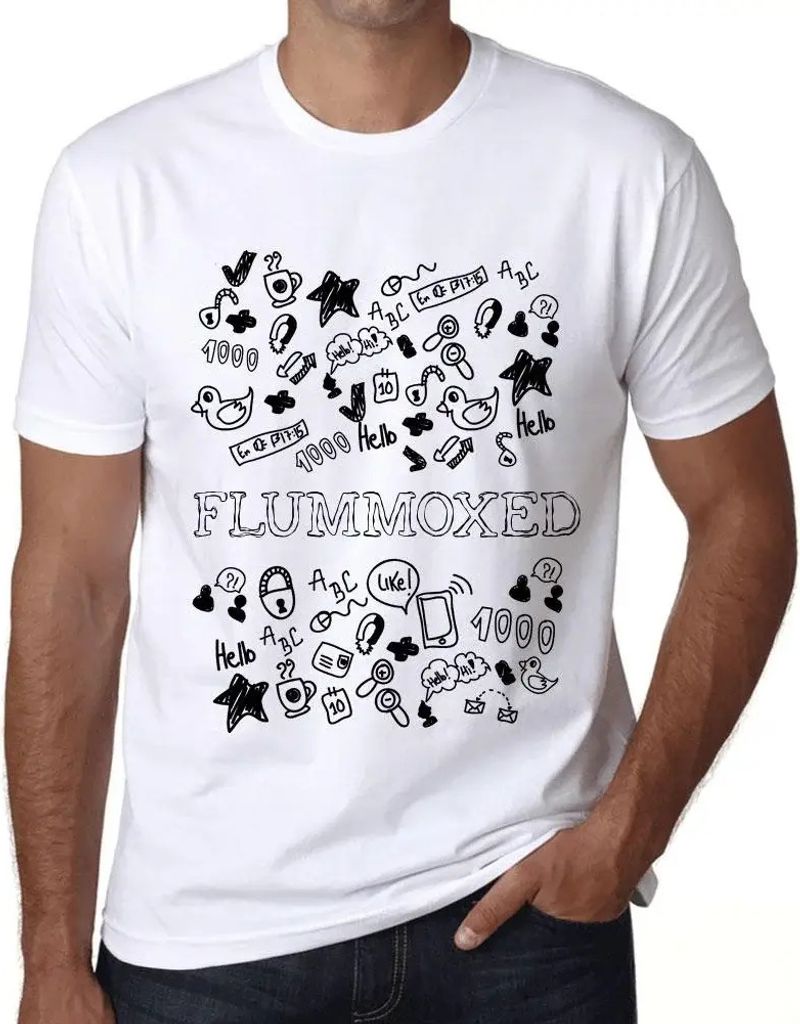 Herren Grafik T-Shirt Kritzelkunst verblüfft – Doodle Art Flummoxed – Öko-Verantwortlich Vintage Jahrgang Kurzarm Lustige Druck Geburtstag Ge...
