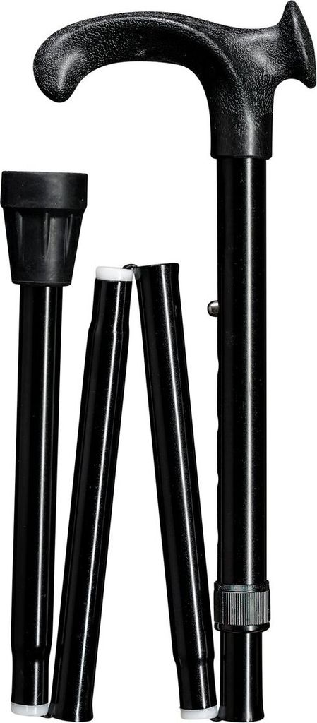 Gastrock Klappbarer Gehstock – Schwarz – Relax-Griff – Rechtshänder – Ergonomischer Griff – Verstellbar – Länge 85 bis 95 cm – Alum...