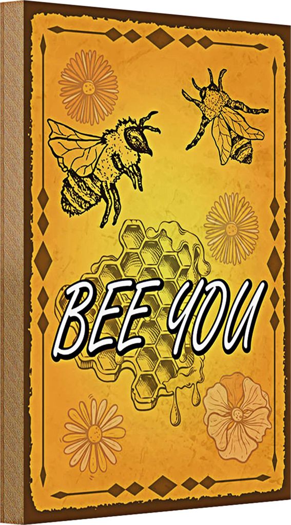 Holzschild Hinweis 20x30cm Bee you Biene Honig Imkerei