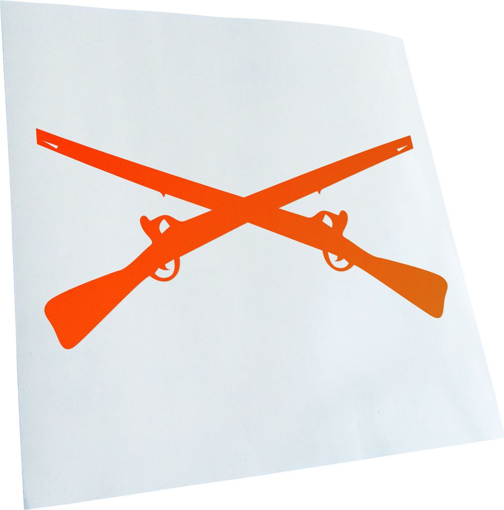 Kiwistar - Autoaufkleber - neonorange - 40 x 20 cm - gekreuzte Gewehre - Heckscheibenaufkleber - Aufkleber für Auto Kfz Fahrrad, LKW, Truck Mofa