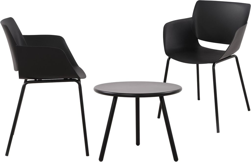 CLP Sitzgruppe Minota Set Tisch Minot Stühle Alpena wetterfest und UV-beständig schwarz 2 Stühle
