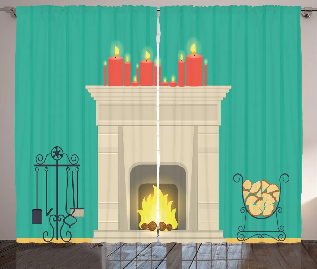 Rideaux déco pour salon 280x225 cm ambiance cocooning et feu de cheminée