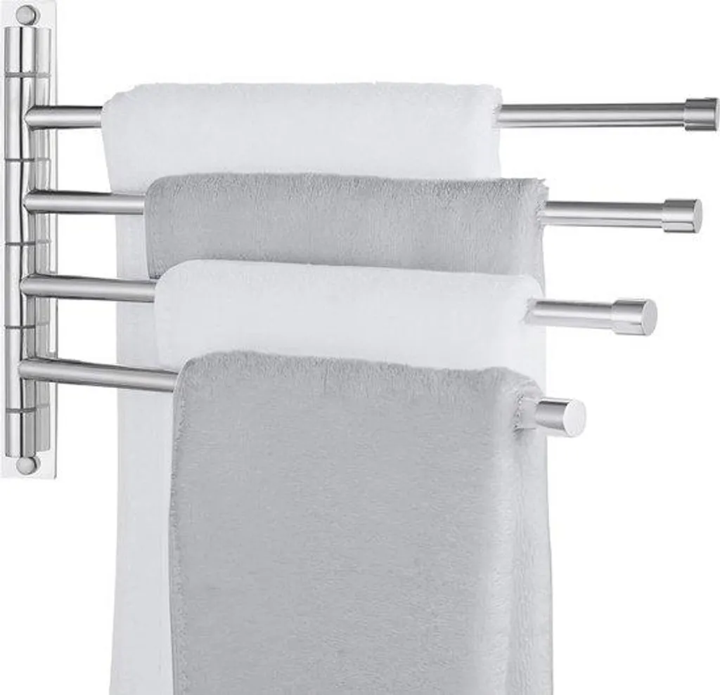 Porte-serviettes de bain mural acier chromé anti-rouille et durable