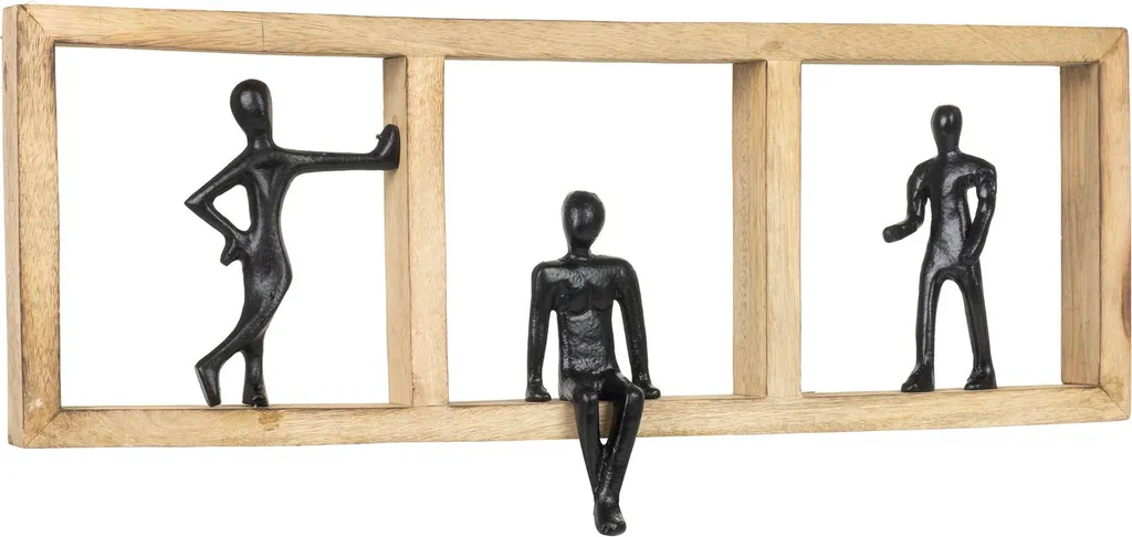 Déco murale bois et aluminium Moments : figurine 52,5 cm pour mur vide